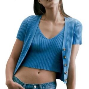 💙Vanessa short sleeve ribbed cardigan size x small Madewell